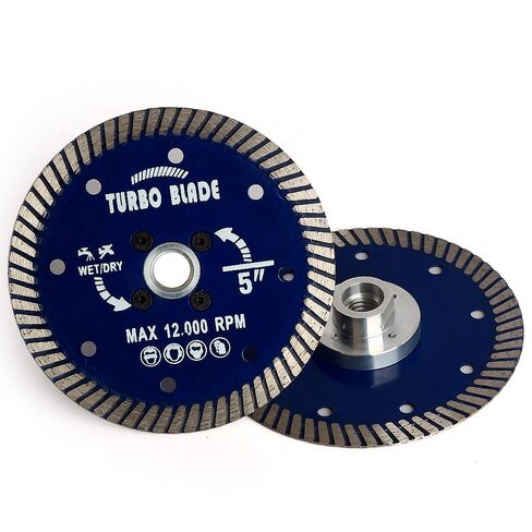 5" Diamond Turbo Saw Blade Porcelain Cutting Blade with Removable 5/8"-11 Flange for Cutting Granite Marble Ceramic Tile(5"-Flange) in Kuwait