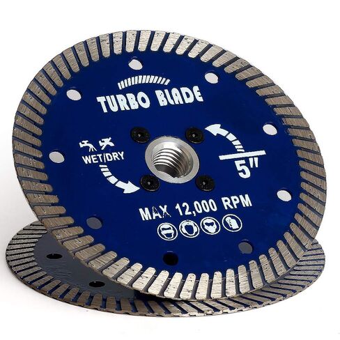 5" Diamond Turbo Saw Blade Porcelain Cutting Blade with Removable 5/8"-11 Flange for Cutting Granite Marble Ceramic Tile(5"-Flange) in Kuwait