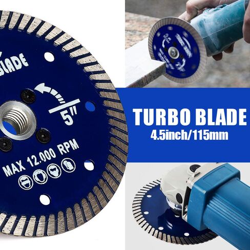 5" Diamond Turbo Saw Blade Porcelain Cutting Blade with Removable 5/8"-11 Flange for Cutting Granite Marble Ceramic Tile(5"-Flange) in Kuwait