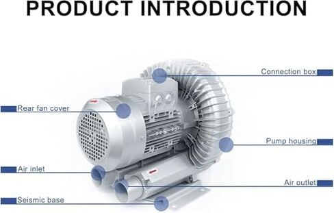 Regenerative Blower High-Pressure Vortex Ring Phase Blower Industrial Vacuum Pump,Regenerative Vortex Ring Blower High-Pressure 380V Three-Phase 250W-1500W for Sewage Aeration and Aquariums, in Kuwait