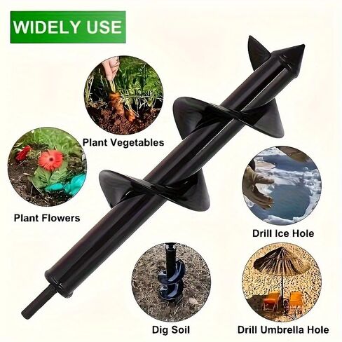Quick-Plant Heavy-Duty Auger Drill Bit, Metal Garden Tool - Single Item Packaging, 3/8" Hex Round Shank, Manual Power Supply in Kuwait