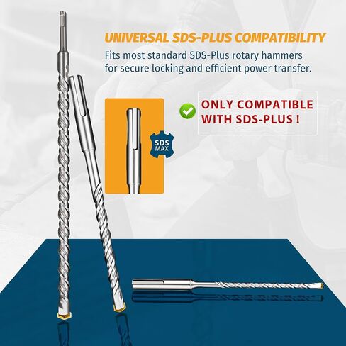 3/4" x 18" Extra Long SDS-Plus Rotary Hammer Drill Bit, Deep Hole Masonry Drill Bit with Upgraded Quenched Carbide Tip, Heavy Duty Heavy Impact Bit for Concrete, Brick, Stone in Kuwait