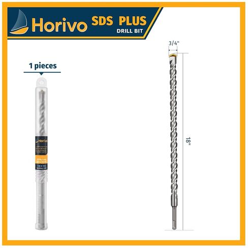 3/4" x 18" Extra Long SDS-Plus Rotary Hammer Drill Bit, Deep Hole Masonry Drill Bit with Upgraded Quenched Carbide Tip, Heavy Duty Heavy Impact Bit for Concrete, Brick, Stone in Kuwait