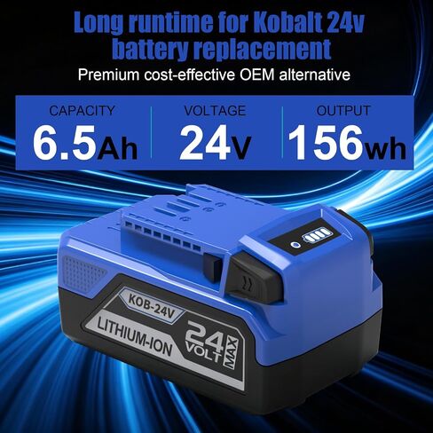 2 Pack 6.5Ah KB424-03 Replacement for Kobalt 24v Battery KB624-03 KB524-03 KB424-03 KB224-03 KB124-03 Compatible with Kobalt 24v Tools in Kuwait