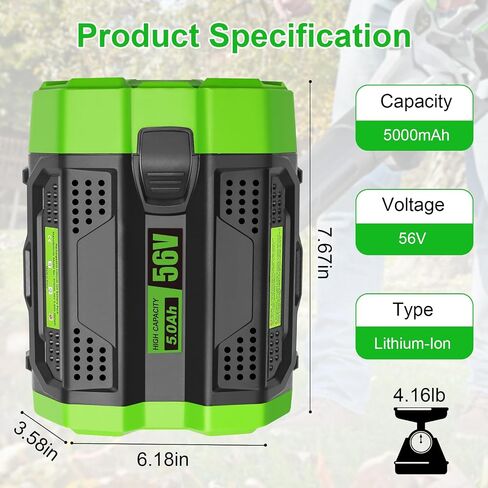 waitley 56V 5.0Ah Replacement Battery Compatible with EGO Tools | Lithium-Ion Battery Compatible With BA2800T BA2800 BA4200 BA1400 Power Tools Lawn Mower Leaf Blower Not Made By EGO in Kuwait