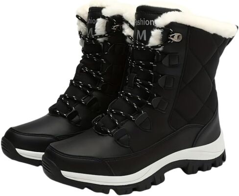 Women's Snow Boots Winter Boot Walking Comfortable Outdoor Lace-Up Booties Non-Slip Sole Warm shoes Solid Color in Kuwait