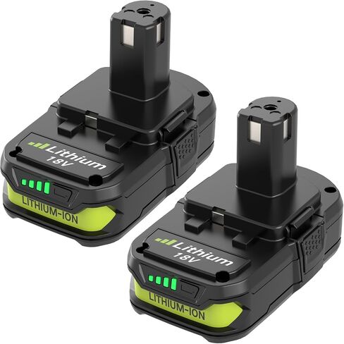 Enermall 2 Pack 3600mAh P102 Replacement for Ryobi 18V Battery Plus | Compatible with Ryobi Battery 18V P108 P103 P105 P107 P109 P104 Compatible with 18Volt Power Cordless Tools(Green) in Saudi Arabia