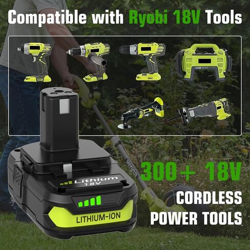 Enermall 2 Pack 3600mAh P102 Replacement for Ryobi 18V Battery Plus | Compatible with Ryobi Battery 18V P108 P103 P105 P107 P109 P104 Compatible with 18Volt Power Cordless Tools(Green) in Saudi Arabia