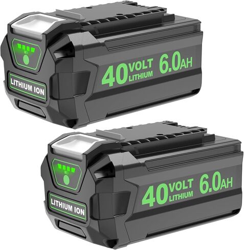 2Pack 6.0Ah Battery Replacement for Greenworks 40V Battery(Green) | Compatible with Greenworks 40Volt GMAX Battery Power Tools in Kuwait