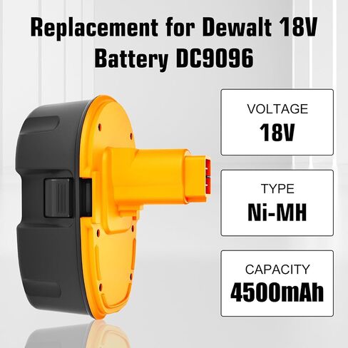 2 Packs 4500mAh High Capacity DC9096 Replacement for Dewalt 18V XRP Battery Compatible with Dewalt 18 Volt Battery DW9098 DW9099 DE9095 DE9098 Series Power Tools(Orange) in Kuwait