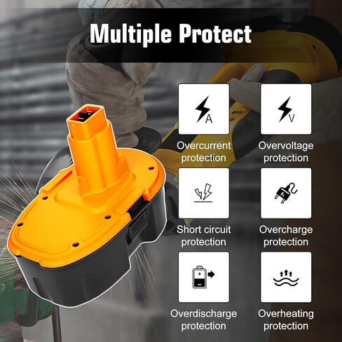 2 Packs 4500mAh High Capacity DC9096 Replacement for Dewalt 18V XRP Battery Compatible with Dewalt 18 Volt Battery DW9098 DW9099 DE9095 DE9098 Series Power Tools(Orange) in Kuwait