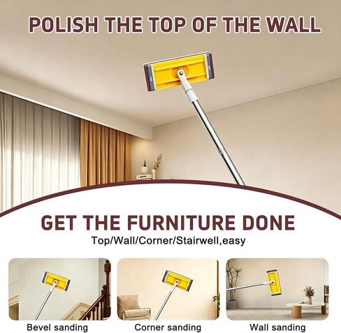 Drywall Pole Sander, Manual Hand Sanding Pole with Adjustable Extension Pole, Wall Sander for Ceilings & Walls, Includes 10pcs Sanding Sheets (60, 80, 180, 240, 320Grit) in Kuwait