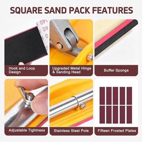 Drywall Pole Sander, Manual Hand Sanding Pole with Adjustable Extension Pole, Wall Sander for Ceilings & Walls, Includes 10pcs Sanding Sheets (60, 80, 180, 240, 320Grit) in Kuwait