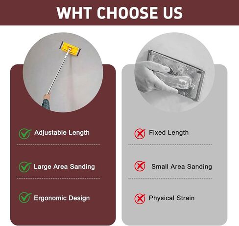 Drywall Pole Sander, Manual Hand Sanding Pole with Adjustable Extension Pole, Wall Sander for Ceilings & Walls, Includes 10pcs Sanding Sheets (60, 80, 180, 240, 320Grit) in Kuwait