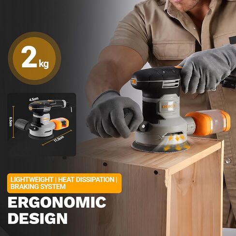 Random Orbital Sander: DEKOPRO 4.5A Corded Electric Sander Palm Sanders, 6 Various Speeds Hand Sander with Replaceable Sander Pad, Dust Box, 31Pcs Sandpapers for Woodworking & Sanding in Kuwait
