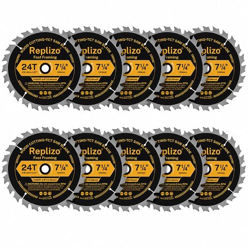 7-1/4 Inch Circular Saw Blade 10 Pack, 24T Carbide Tipped Framing Saw Blades with 5/8 Inch Arbor, Fast Wood Cutting Blades for Hardwood, Softwood, Plywood, OSB and Lumber in Kuwait