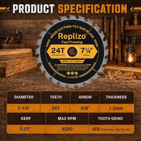 7-1/4 Inch Circular Saw Blade 10 Pack, 24T Carbide Tipped Framing Saw Blades with 5/8 Inch Arbor, Fast Wood Cutting Blades for Hardwood, Softwood, Plywood, OSB and Lumber in Kuwait
