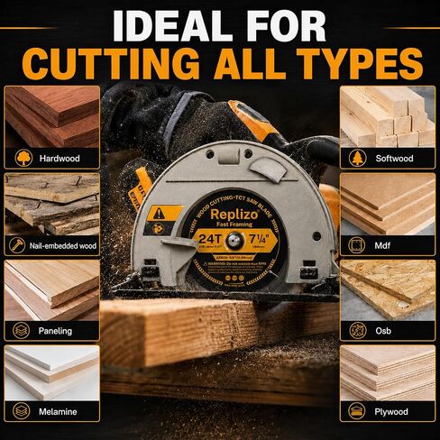 7-1/4 Inch Circular Saw Blade 10 Pack, 24T Carbide Tipped Framing Saw Blades with 5/8 Inch Arbor, Fast Wood Cutting Blades for Hardwood, Softwood, Plywood, OSB and Lumber in Kuwait