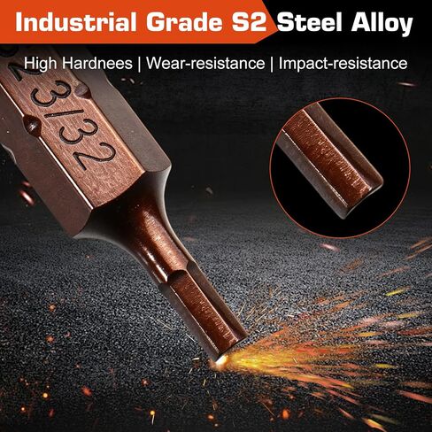 24 PCS Impact Hex Head Allen Wrench Drill Bit Set(Metric & SAE), 1/4" Hexs Shank S2 Steel Hex Bits Set, Strong Magnetic Tip, 1" Long with Extension Bit Holder for Car Furniture DIY Home Repair in Kuwait