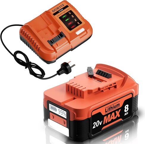 2Pack 8000mAh Replacement for Dewalt 20V Max Battery and Charger Compatible with Dewalt 20V Max Battery XR Cordless Tools DCB206 DCB200 DCB201 DCB204 DCB207 DCD/DCF/DCG Power Tool in Saudi Arabia