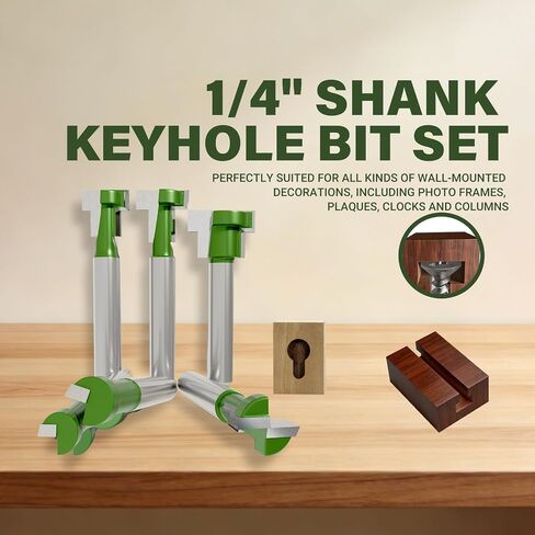 CSOOM 6PCS Keyhole Router Bits Set, 1/4" Shank Router Bit Set, Includes 1/4", 5/16", 3/8", 9/16", 1/2" and 5/8" Cutter Diameters in Kuwait