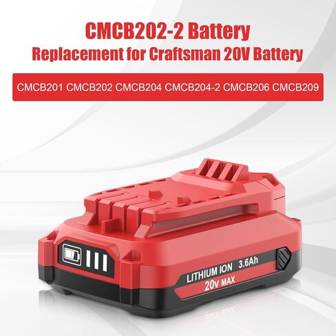 2 Packs 3.6Ah CMCB202 Battery Replacement for Craftsman 20V Battery | Compatible with Craftsman 20 Volt Lithium ion Batteries CMCB201 CMCB202-2 CMCB204 CMCB205 CMCB206 CMCB209 in Saudi Arabia
