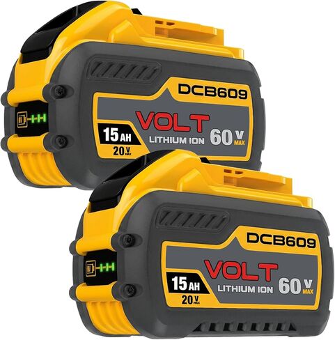 60V Battery 15Ah 60V Replacement Batteries 60 Volt DCB606 DCB609 DCB612 20V 60V, Compatible with Dewalt Battery Power Tools (15Ah-2Pack) in Kuwait
