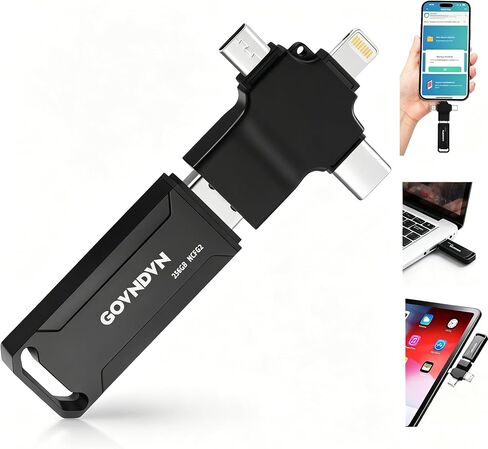 Auto Backup Photo-Stick-for-iPhone 128GB USB-Flash-Drive, 4-in-1 iPhone-Storage Secure-Backup-Photos & Video on iPhone, iPad, Android, Mac/PC, Thumb-Drive–for-iPhone-Memory-Stick & File transfer Drive in Saudi Arabia