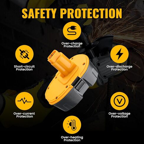 DC9096 4.8Ah Ni-MH Replacement for Dewalt Battery DC9098 DC9099 DE9098 | Compatible with DE9095/9039/9503, no memory effect, overcharge/short-circuit protected, fit 18v tools and chargers in Kuwait