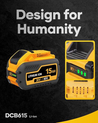 60V Battery 15Ah 60V Replacement Batteries 60 Volt DCB606 DCB609 DCB612 20V 60V, Compatible with Dewalt Battery Power Tools (15Ah-2Pack) in Kuwait