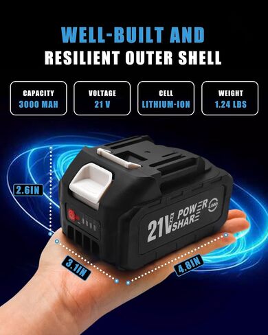 MIMYTH 21V Battery Replacement & Supplement Cordless Power Tools (Cordless Pressure Washer), 21 Volt Lithium Battery with Power Chargers, Cordless Tool Battery Packs in Kuwait
