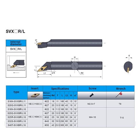 Indexable Lathe Carbide Insert 1pc S16Q-SVXBR11 Internal Turning Tool Holder Hard Alloy Lathe Bar Cutting Tools in Kuwait