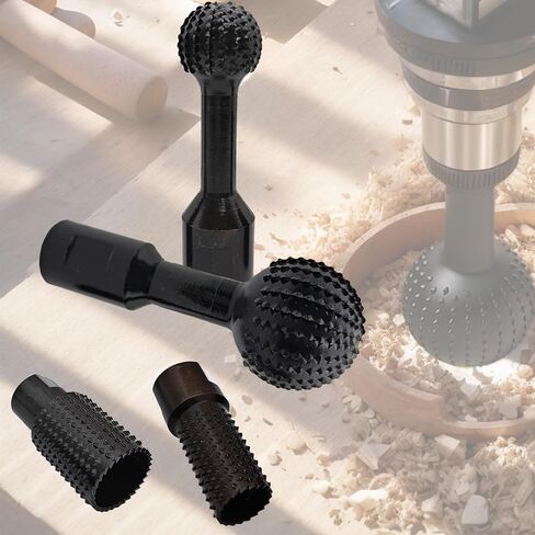 4Pcs Woodworking Grinder Rotary Burrs Carving Tools with 5/8-11 Threads | for 4-1/2" 5" Angle Grinder, Carbon Steel Material, Power Carving Tools, Wood Carving Grinding Polishing Slotting Engraving in Kuwait