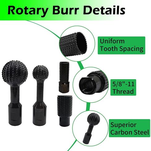 4Pcs Woodworking Grinder Rotary Burrs Carving Tools with 5/8-11 Threads | for 4-1/2" 5" Angle Grinder, Carbon Steel Material, Power Carving Tools, Wood Carving Grinding Polishing Slotting Engraving in Kuwait