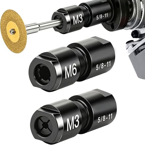 Angle Grinder to Die Grinder Adapter, 5/8"-11 Thread, 1/4" & 1/8" Collet Chucks, 2-Pack for Rotary Burrs, Wood Carving & Metal Polishing in Kuwait
