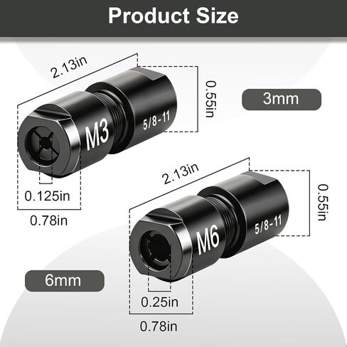 Angle Grinder to Die Grinder Adapter, 5/8"-11 Thread, 1/4" & 1/8" Collet Chucks, 2-Pack for Rotary Burrs, Wood Carving & Metal Polishing in Kuwait