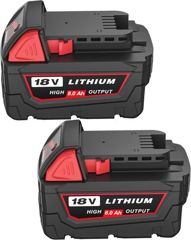 HOCHSTERN 8.0Ah M-18 Battery Replacement for Milwaukee 18V Battery 2Pack | Compatible with Milwaukee 18 Volt Batteries 48-11-1862 48-11-1852 48-11-1880 48-11-1882 Cordless Power Tools in Kuwait