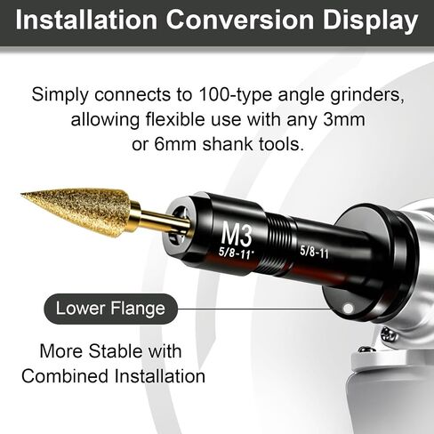 Angle Grinder to Die Grinder Adapter, 5/8"-11 Thread, 1/4" & 1/8" Collet Chucks, 2-Pack for Rotary Burrs, Wood Carving & Metal Polishing in Kuwait