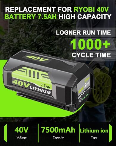 2Pack 7.5Ah Battery Replacement for Ryobi 40V Battery OP40602 OP40601 | Compatible with Ryobi 40 Volt Battery Lithium OP40401 OP40404 OP40602 OP40605 OP4026 Cordless Power Tools in Kuwait