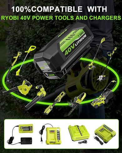 2Pack 7.5Ah Battery Replacement for Ryobi 40V Battery OP40602 OP40601 | Compatible with Ryobi 40 Volt Battery Lithium OP40401 OP40404 OP40602 OP40605 OP4026 Cordless Power Tools in Kuwait