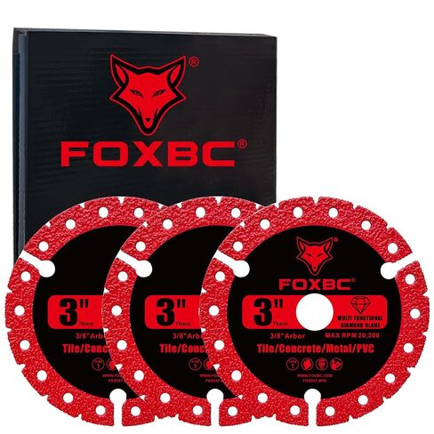 FOXBC 3 inch Diamond Multi-Purpose Saw Blades Metal Cutting Wheel - 3 Pack | Heavy Duty Cut-Off Disc for Metal, Plastic, Porcelain, Ceramic, Marble, Stone in Kuwait