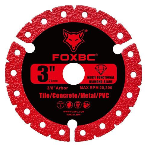 FOXBC 3 inch Diamond Multi-Purpose Saw Blades Metal Cutting Wheel - 3 Pack | Heavy Duty Cut-Off Disc for Metal, Plastic, Porcelain, Ceramic, Marble, Stone in Kuwait