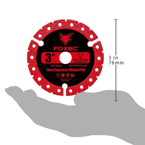 FOXBC 3 inch Diamond Multi-Purpose Saw Blades Metal Cutting Wheel - 3 Pack | Heavy Duty Cut-Off Disc for Metal, Plastic, Porcelain, Ceramic, Marble, Stone in Kuwait