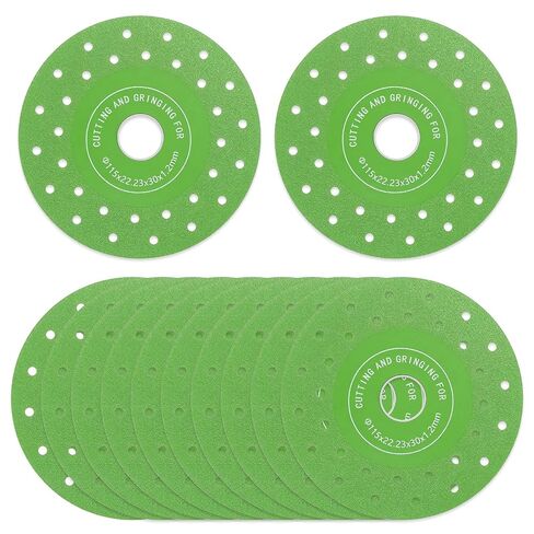12 Pcs Tile Cutter Diamond Saw Blade, 4.3 Inch Discs for Granite & Glass, Multi-Hole Green Tile Cutting Wheels with Centering Rings, 1mm Ultra-Thin Saw Blades for Angle Grinder in Saudi Arabia