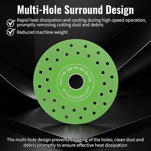 12 Pcs Tile Cutter Diamond Saw Blade, 4.3 Inch Discs for Granite & Glass, Multi-Hole Green Tile Cutting Wheels with Centering Rings, 1mm Ultra-Thin Saw Blades for Angle Grinder in Saudi Arabia