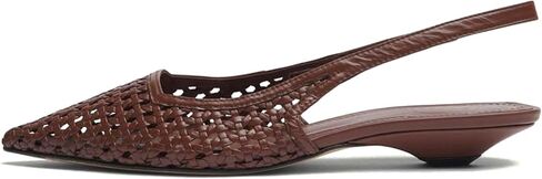 Slingback Heels for Women Pointed Toe Woven Dress Shoes Low Kitten Heel Braided Pumps with Elastic Strap for Office Wedding in Kuwait