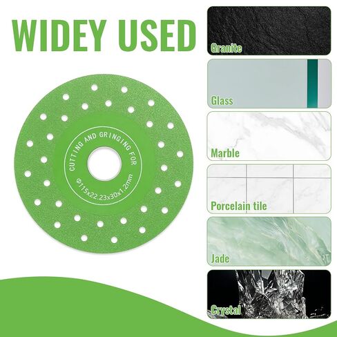 12 Pcs Tile Cutter Diamond Saw Blade, 4.3 Inch Discs for Granite & Glass, Multi-Hole Green Tile Cutting Wheels with Centering Rings, 1mm Ultra-Thin Saw Blades for Angle Grinder in Saudi Arabia