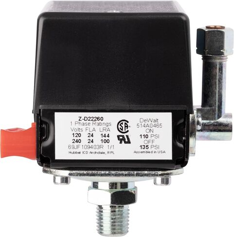 Z-D22260 Pressure Switch 1/4" NPT Port 110-135 PSI 120-240V Compatible with Craftsman, DeWalt, DeVilbiss, and Porter Cable Air Compressor Units in Kuwait