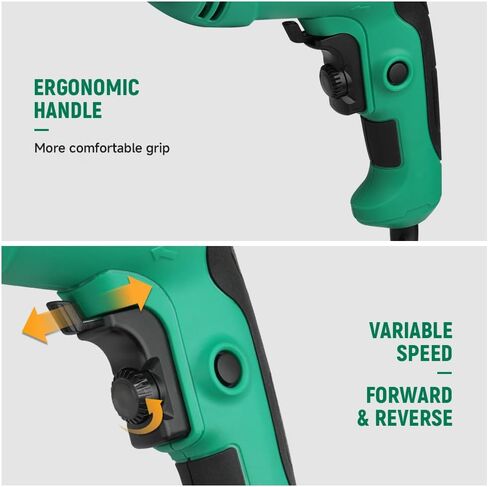 Hoteche 550W 13MM Corded Hammer Drill, 0-3000rpm/0-48000bpm, Copper Motor, Multi-Material Drilling for Concrete/Metal/Wood with Accessories in Kuwait