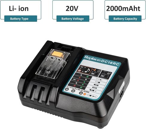 DC18RC 18 Volt 3.0A Rapid Li-ion Charger Replacement Compatible with Makita 18V Battery Charger DC18RD DC18RA DC18SD DC18SE and 18V Lithium-Ion Battery BL1430 BL1815 BL1830 BL1840 BL1850 in Kuwait